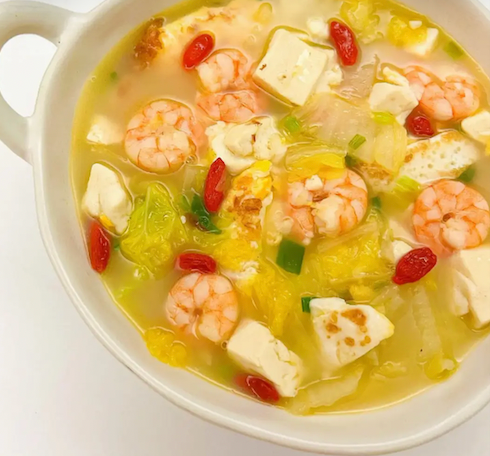 虾仁白菜豆腐汤